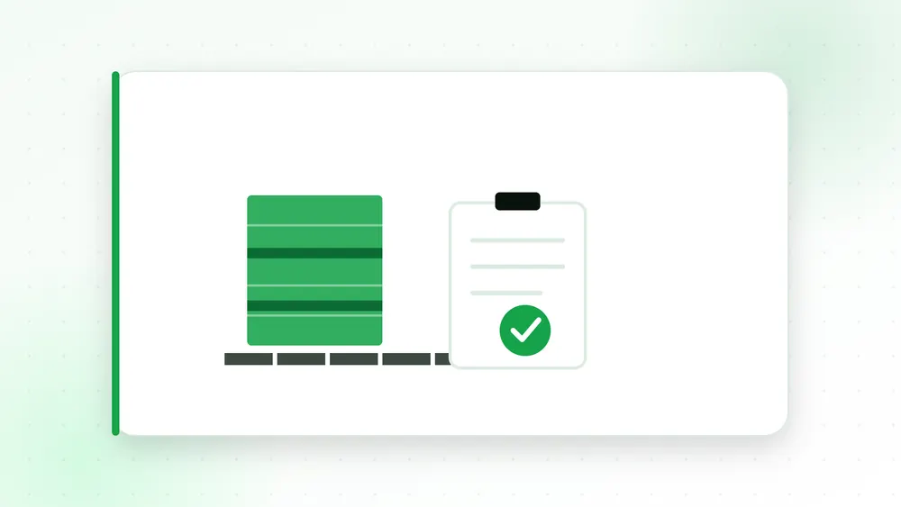 Illustration of a pallet of freight being re-wrapped next to a rework checklist with a checkmark