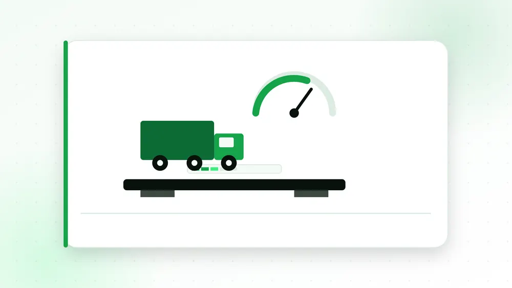 Illustration of a truck on a certified scale platform with an axle weight gauge overhead